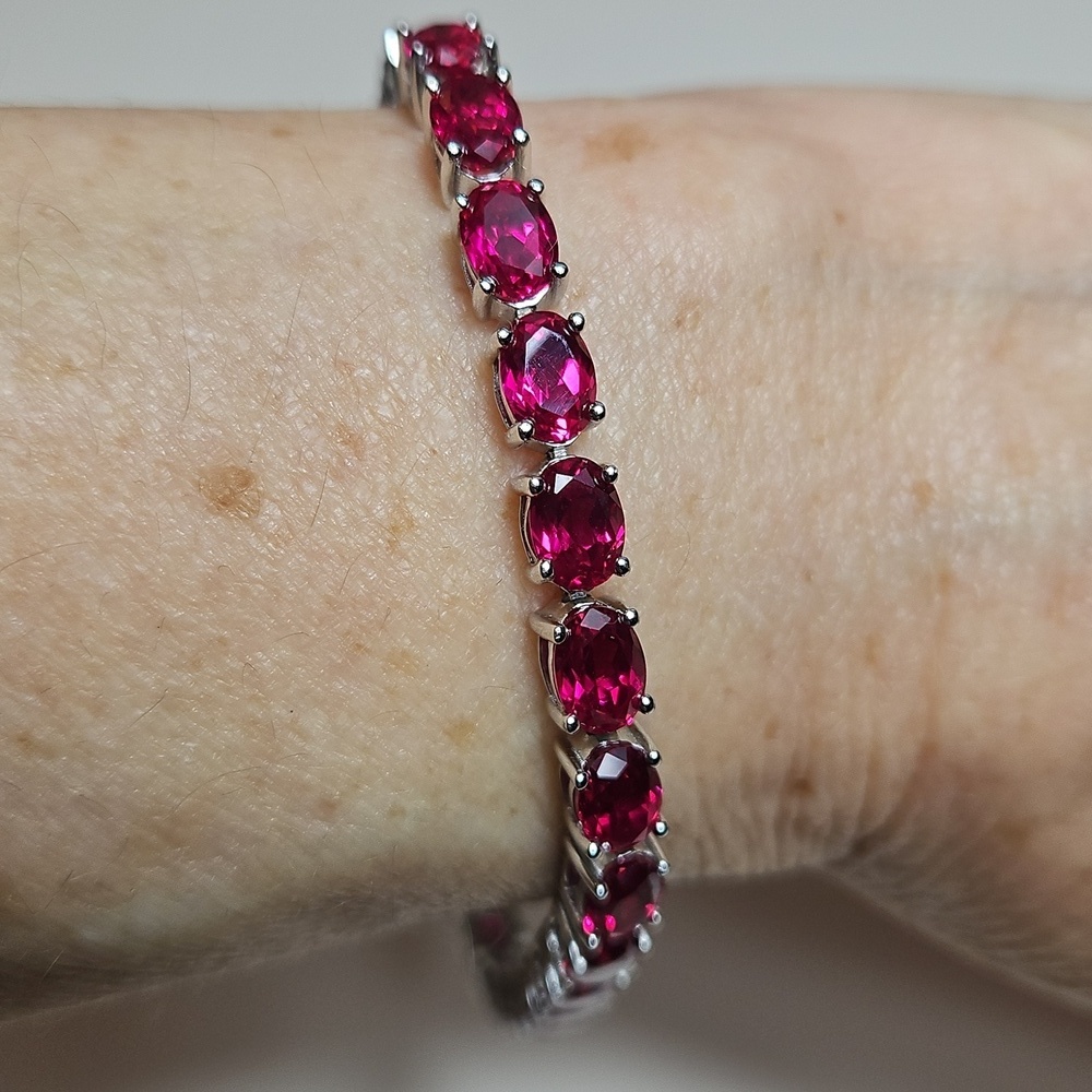 Red Ruby Bracelet Lab Created Rhodium Over Sterling Silver Bracelet 26.70ctw